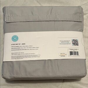 Martha Stewart Light Gray 6-Piece Queen Sheet Set